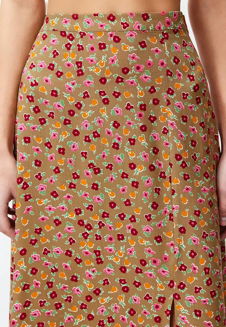 Floral Patterned Midi Skirt