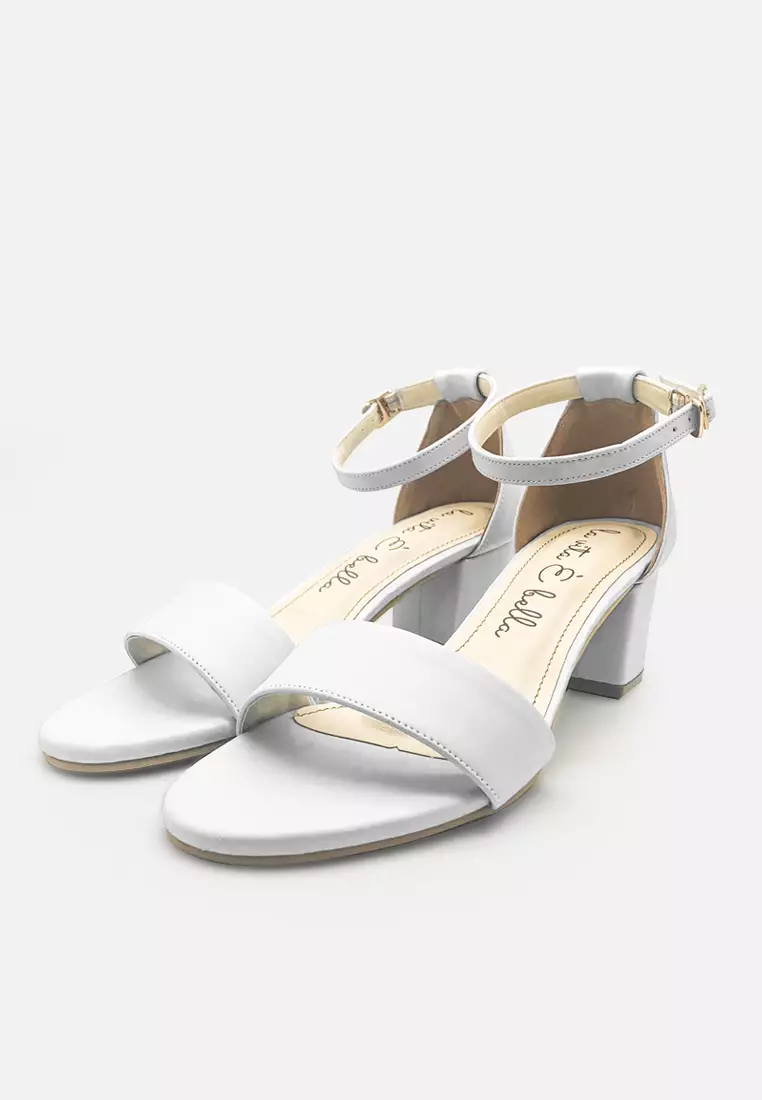 Chloe Ankle Strap Sandal Block Heels Vegan Leather