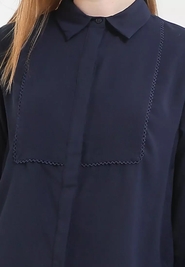 955 Maile Lss Long Sleeve Shirt With Lace Trimming