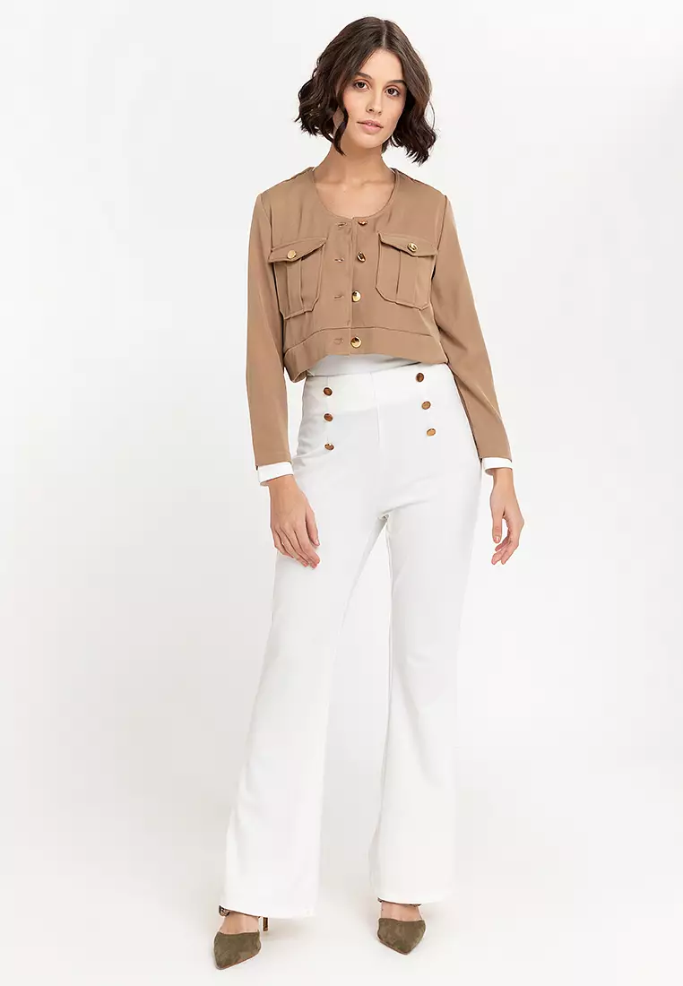 Layken Collarless Button Down Jacket