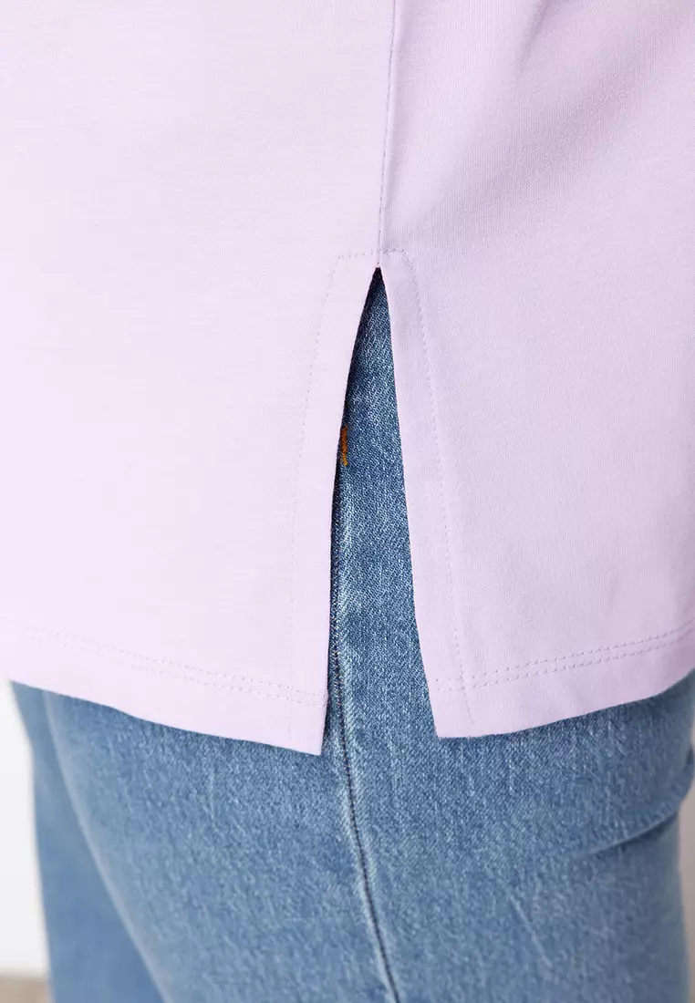 Plus Size V-Neck Slit T-Shirt