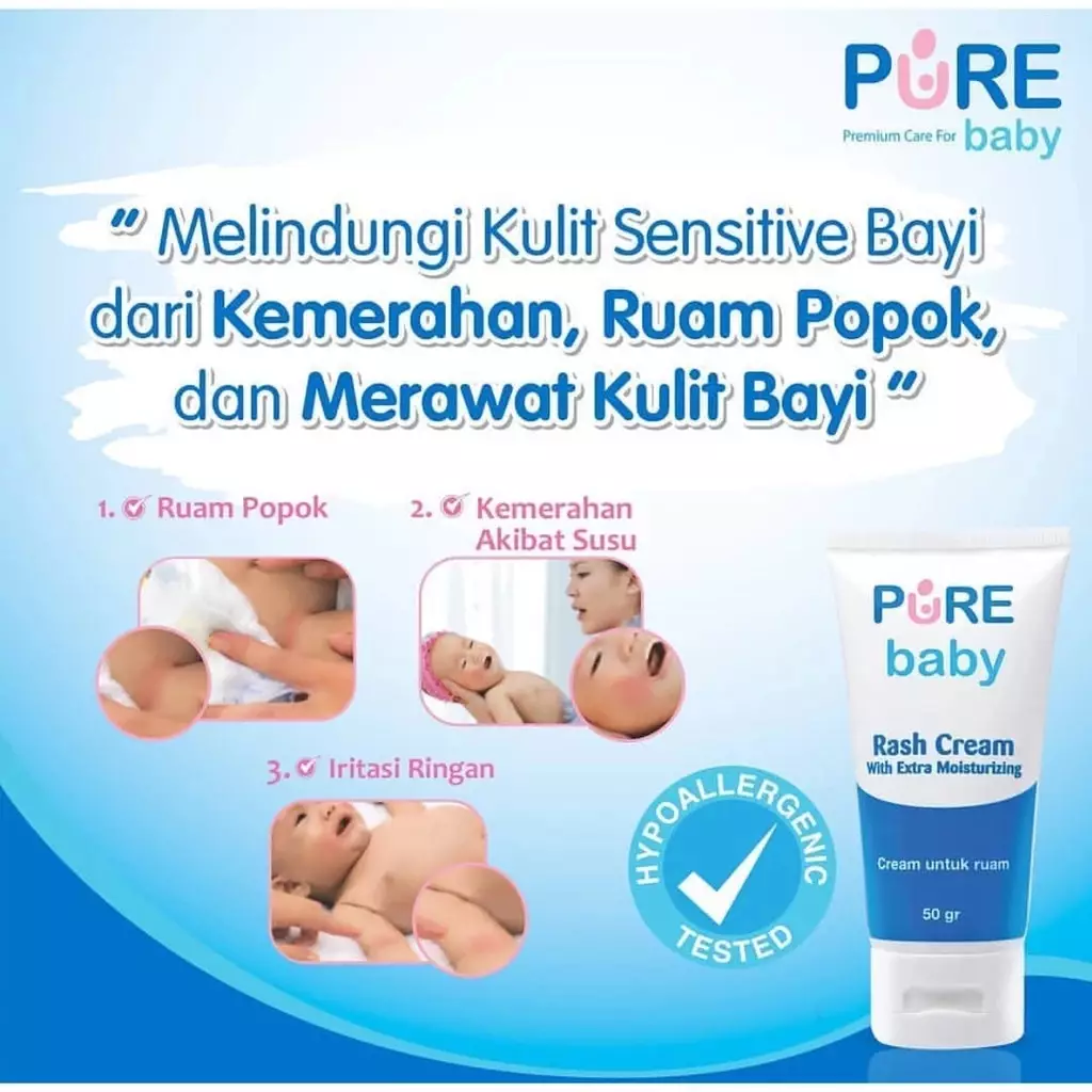 Pure BB Rash Cream Baby 50 gr / Krim Anti Ruam Bayi - PureBB Pure Baby