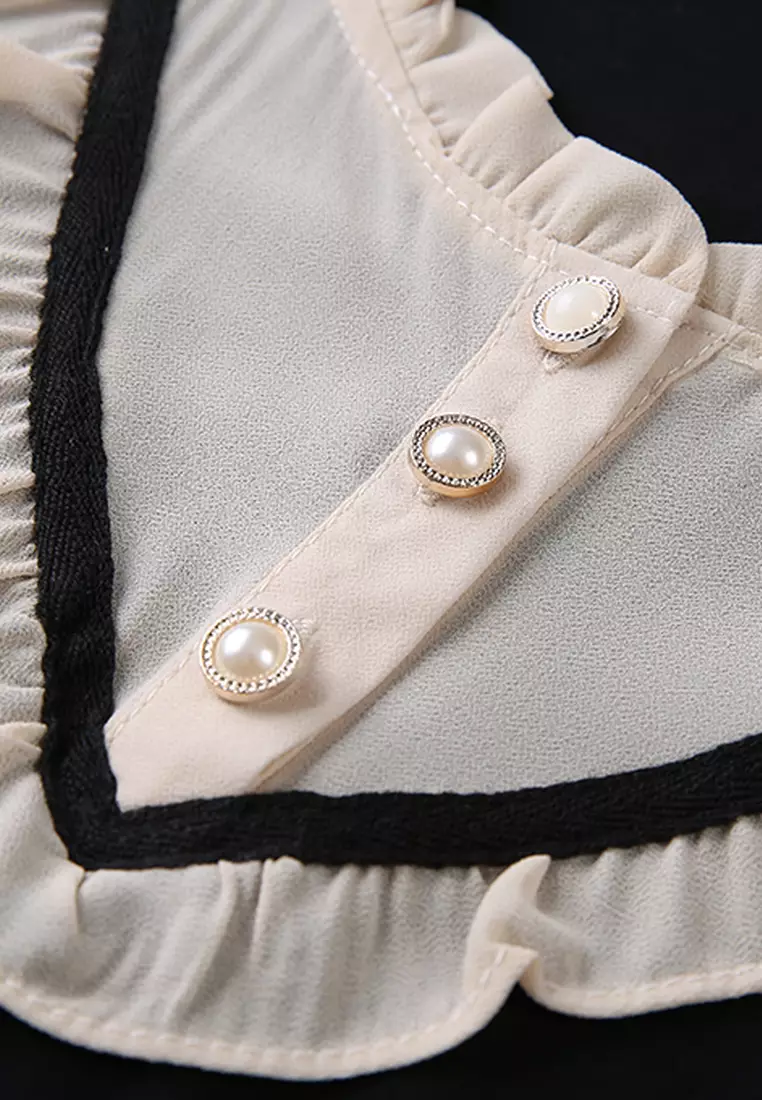 Elegant Stitching Stand Collar Top