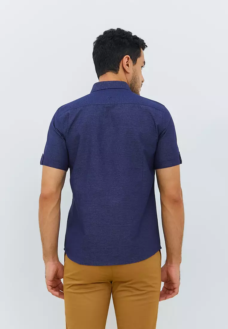 Jobb Evins Kemeja Pria Lengan Pendek Slim Fit Navy Colour Navy