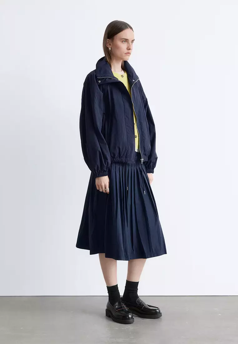 Stand-Collar Drawstring Jacket
