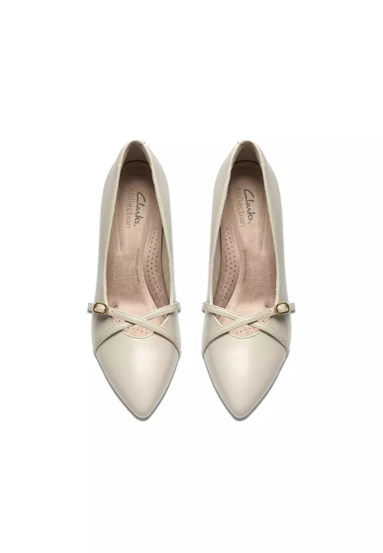 Womens Kepley Star High Heels Off White Lea - Wide Fit