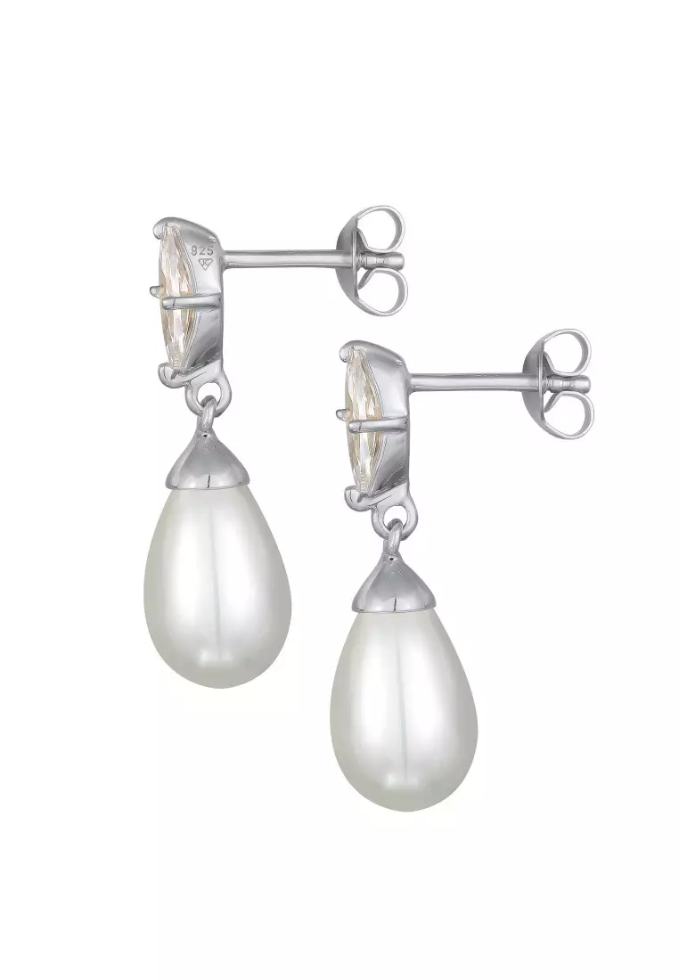 Anting Perhiasan Perak 925 Wanita Stud Zirconia Mutiara