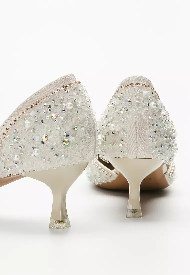 4.5CM Rhinestone Pointy Hollow Pumps XJ3128-6