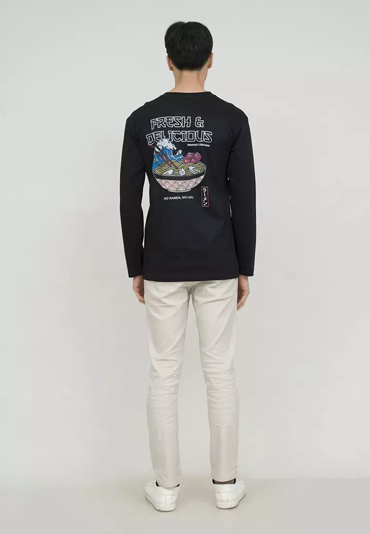 Kaos cotton combed lengan panjang pria hitam houseofcuff fresh