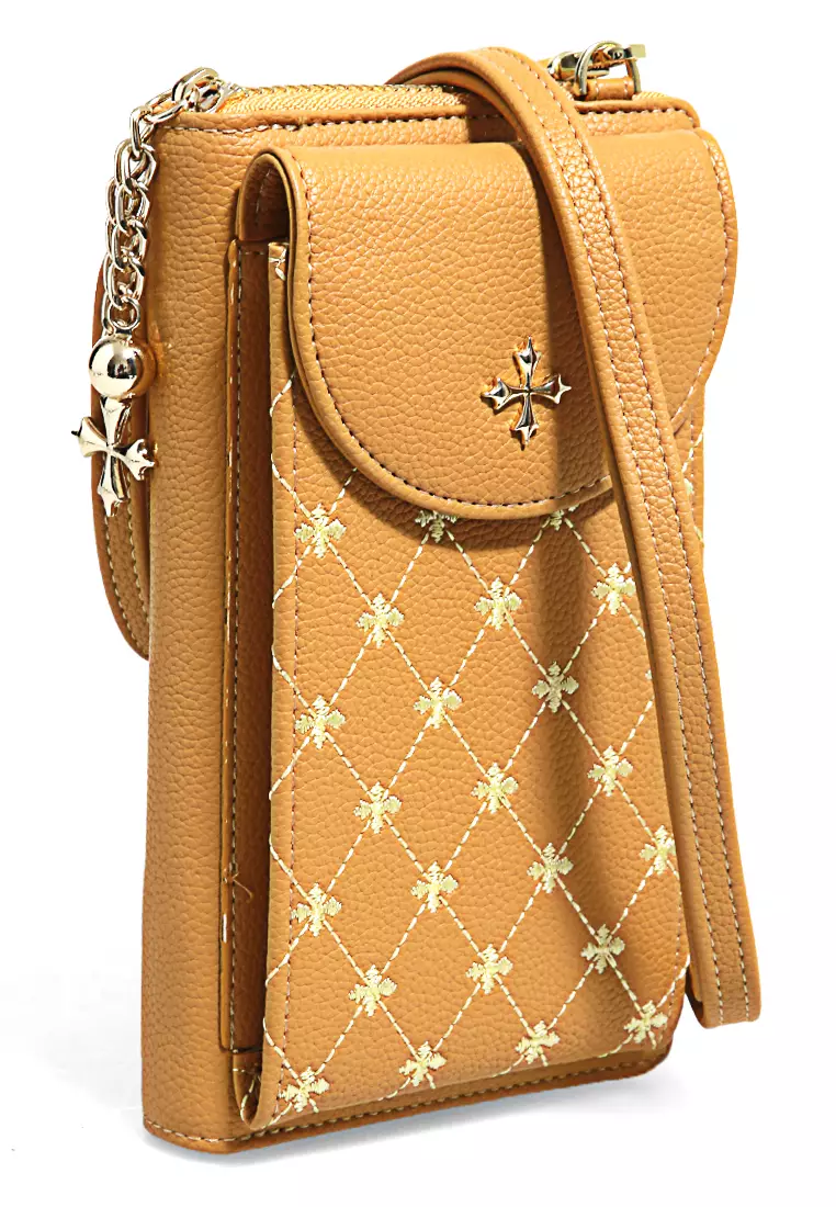 Tas Selempang Handphone Sling Bag Wanita Large Compartment Material Leather ORIGINAL