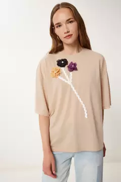 Beige Floral Detailed