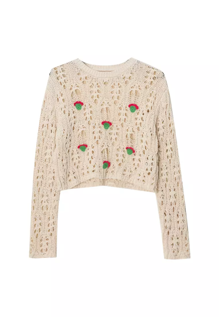 zara knit zara sequin flower sweater