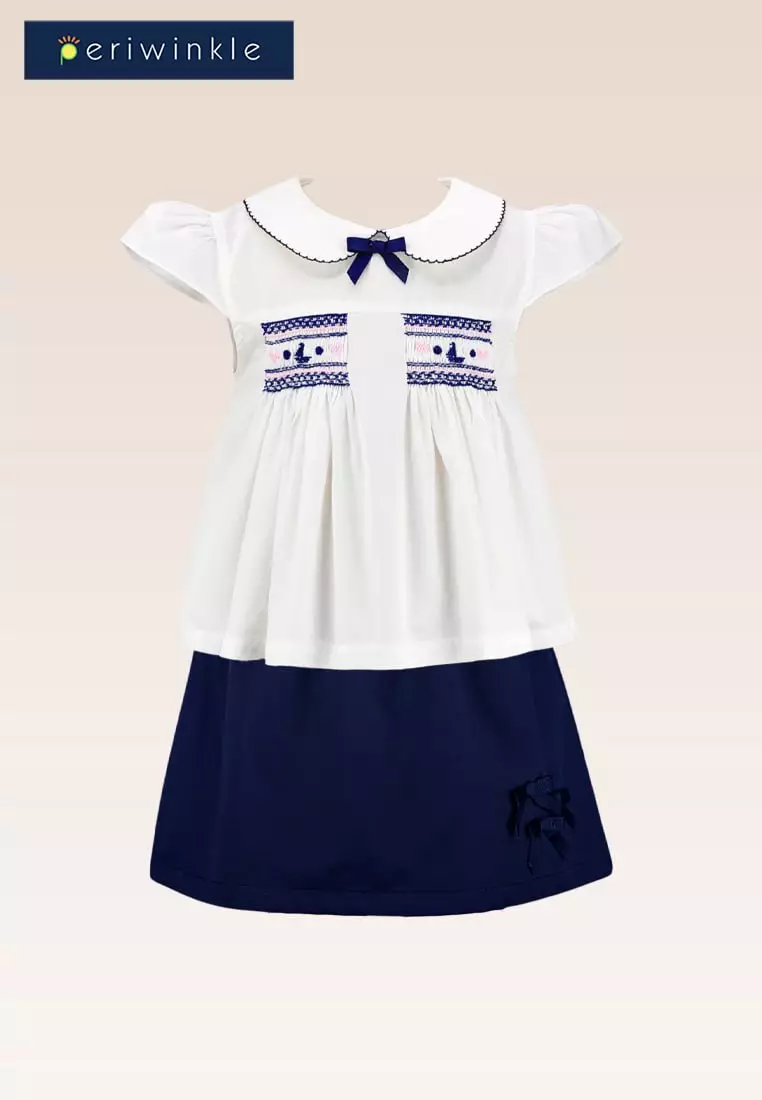 Ines  Girls 2-pc Smock with Embroidery Top and Skirt with headband