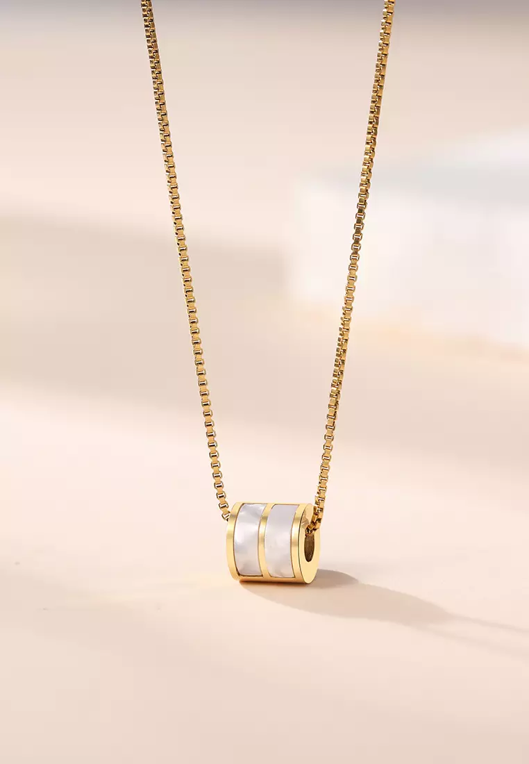 Kalung Wantia Korea Style Pasangan Original Cewek Titanium Kotak Indah gold