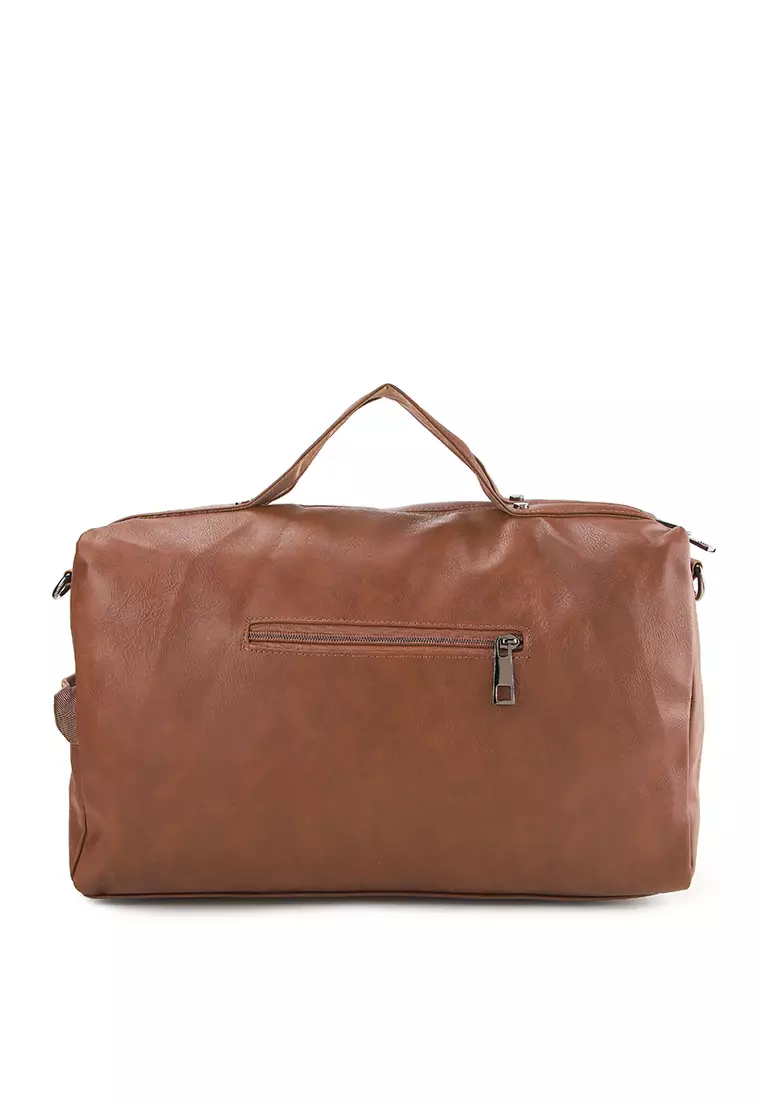 Distressed Leather Carry Duffel Bag
