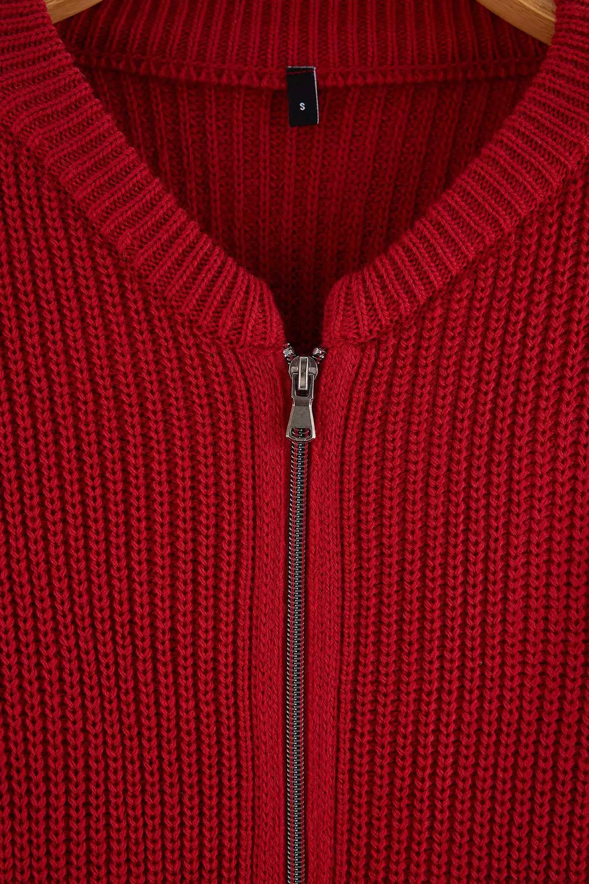 Tile Wide Pattern Bomber Collar Zippered Knitwear Cardigan Twoaw24Hi00153