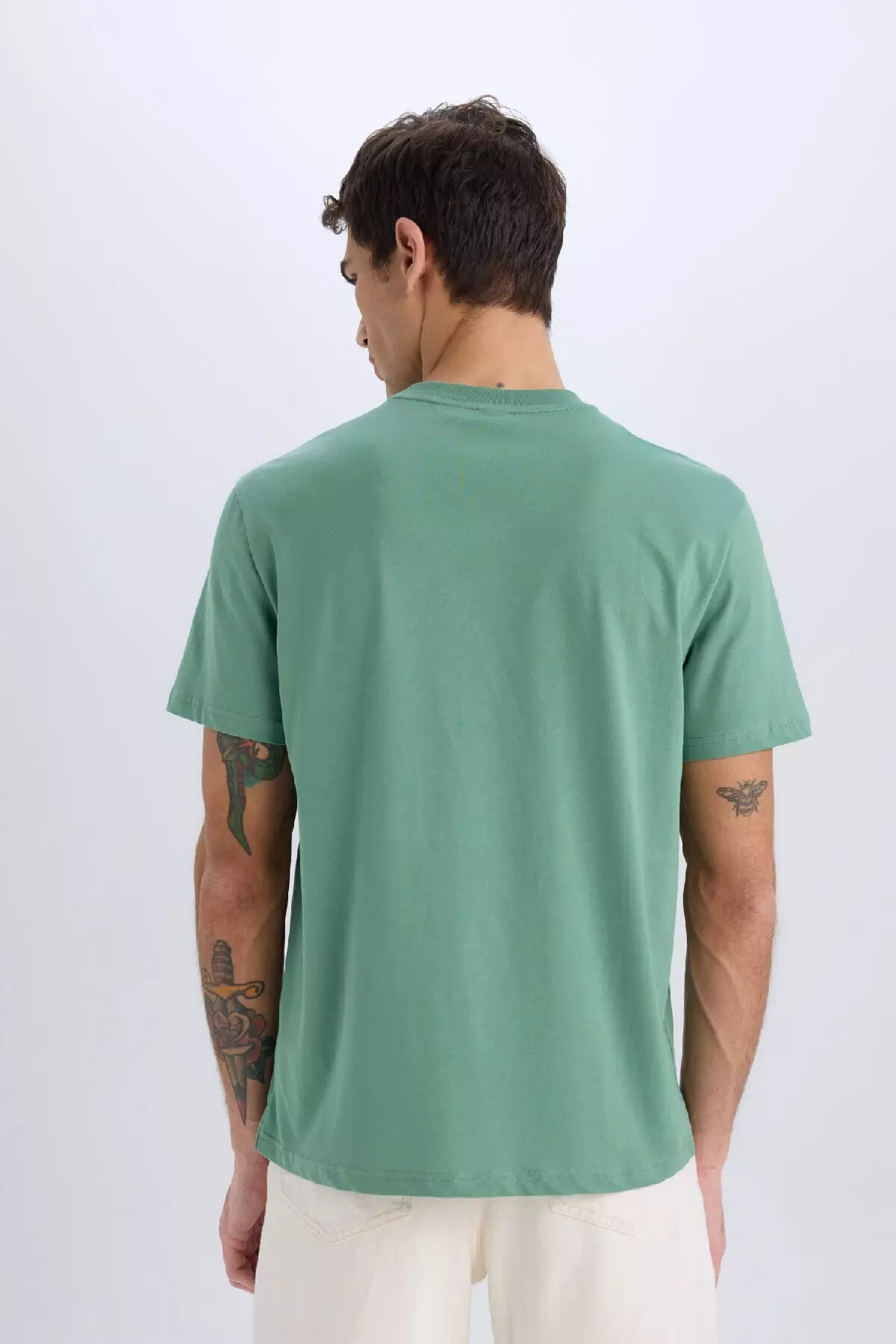 100% Cotton New Regular Fit Crew Neck Basic Plain Short Sleeve T-Shirt V7699Az25Sp
