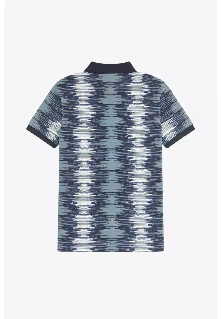 Fred Perry M1633 Soundwave Glitch Polo Shirt (Stockport Blue)