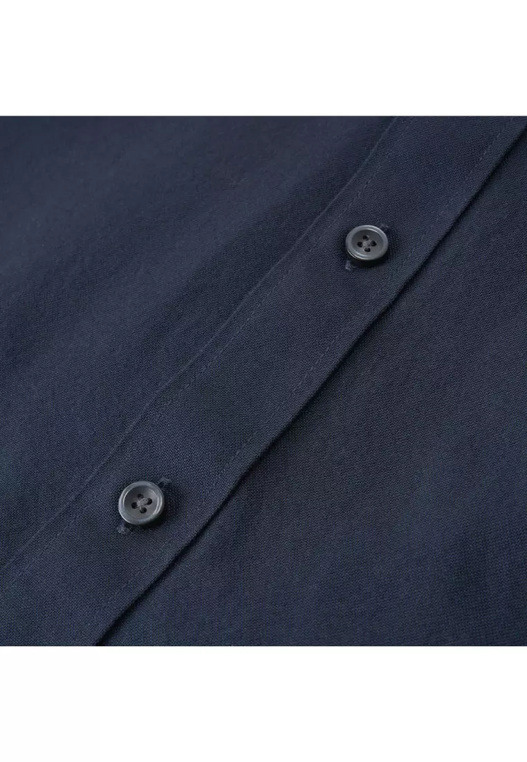 Men's Oxford Long Sleeve Slim Embroidery Shirt 01045083