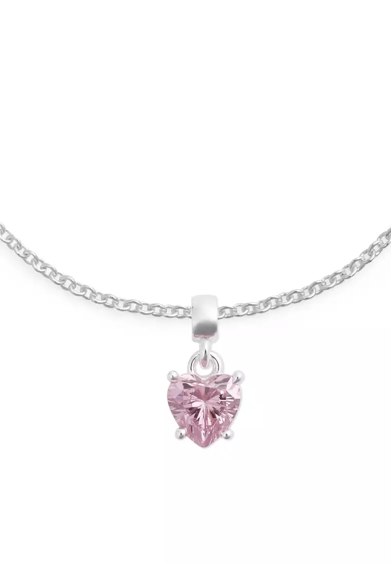 Heart Pink Crystal Charm Silver - Unisex Charm for women and men S925 Silver Charm DW Official Authentic Original