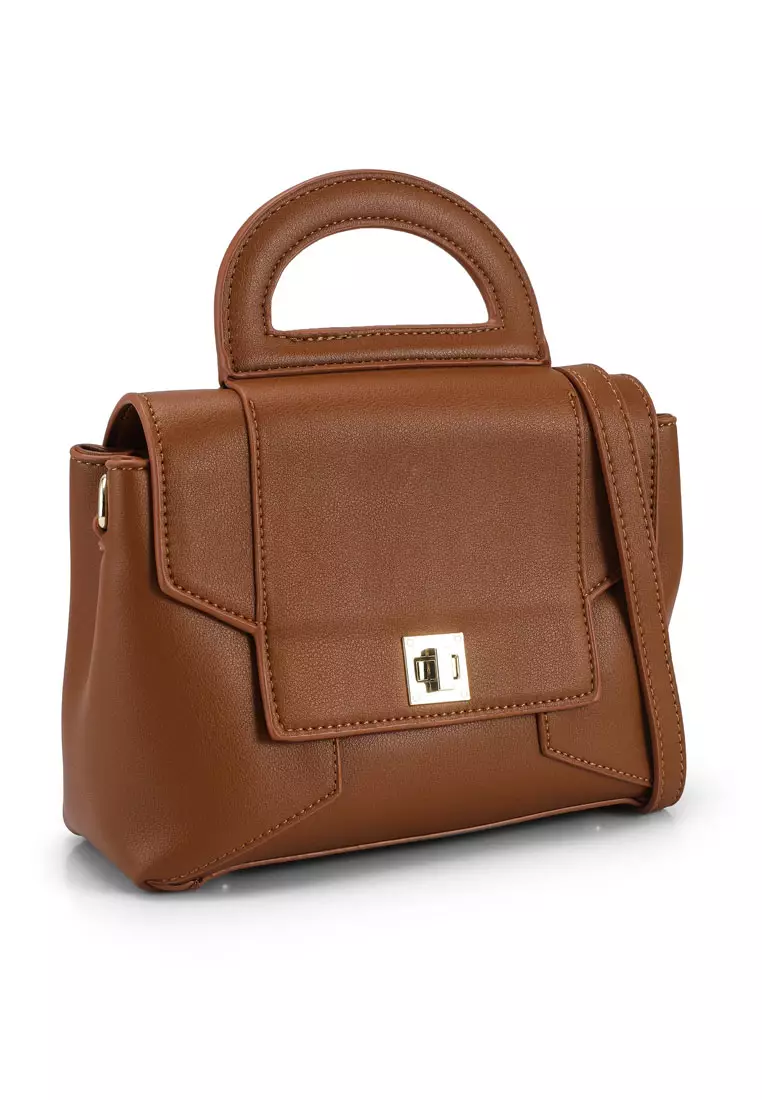 Faux Leather Convertible Satchel Bag