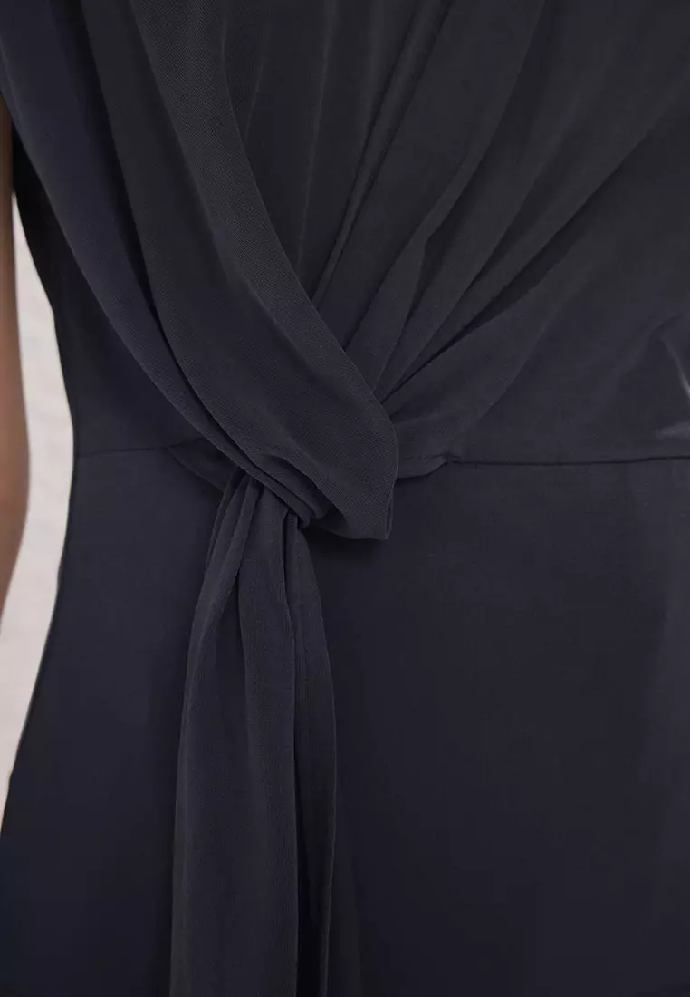 Anthracite Modal Content Double Breasted V Neck Twist Detailed Knitted Blouse TWOSS25BZ00471