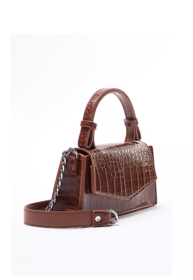 Croc-Effect Mini Crossbody Bag