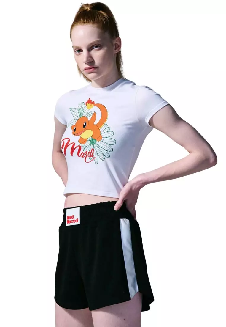 Cropped Tshirt Flower Hitokage White