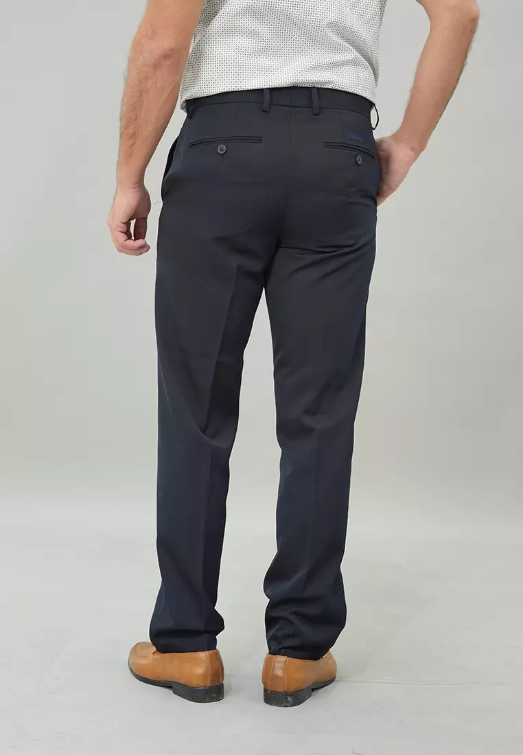 Johnwin - Celana Formal Pria - Harington Pants - Navy - Polyester - Regular Fit - F.1035.008.127.C