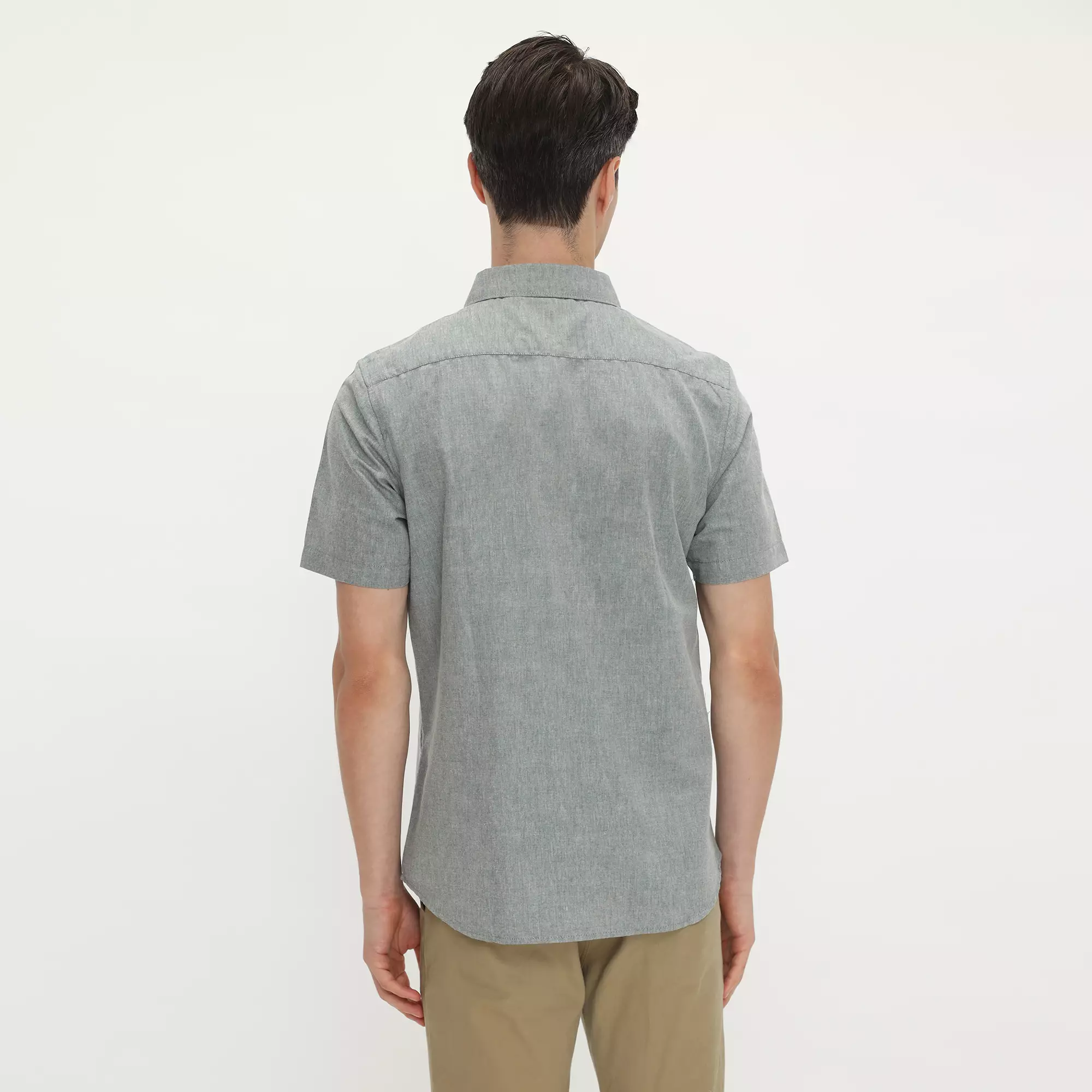 Platini Kemeja Motif Salur Pria Lengan Pendek Katun Grey 73488