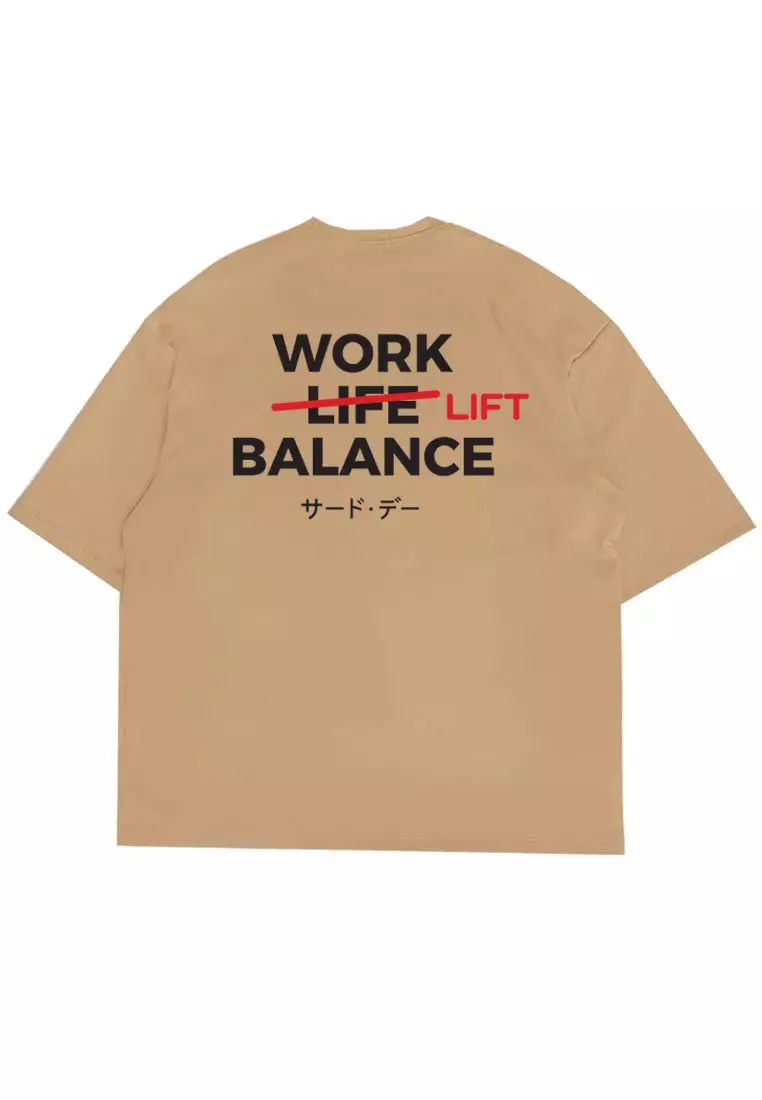 MTS83 Kaos Oversize Gym ScubaLux bahan tebal "work lift balance" khaki