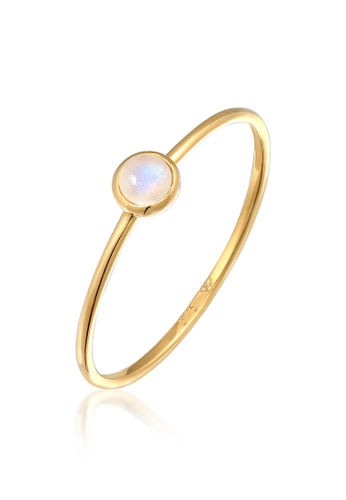 Elli Jewelry white Ring Solitaire Basic Moonstone 375 Yellow Gold C390DAC76F24A3GS_1