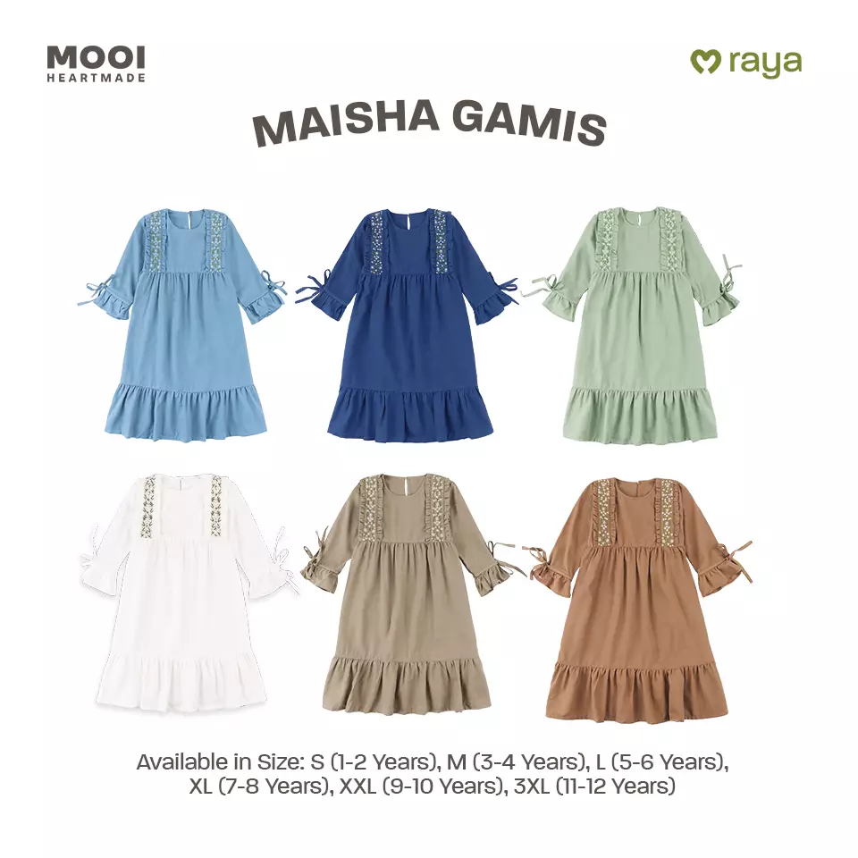 Mooi Dress Anak Gamis Anak Perempuan Raya Collection Maisha Gamis - White