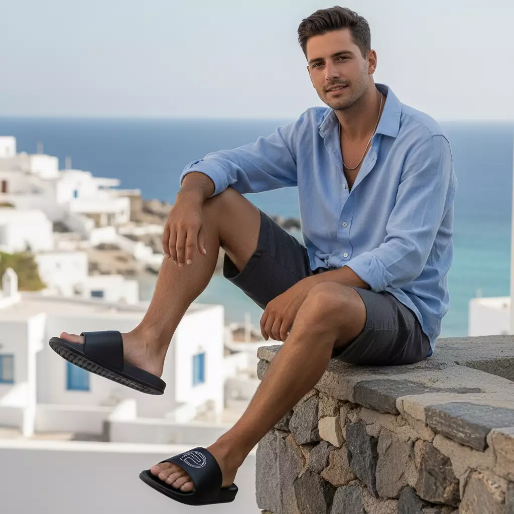 Paulmay Sandal Slide Unisex Slippers Logos Black