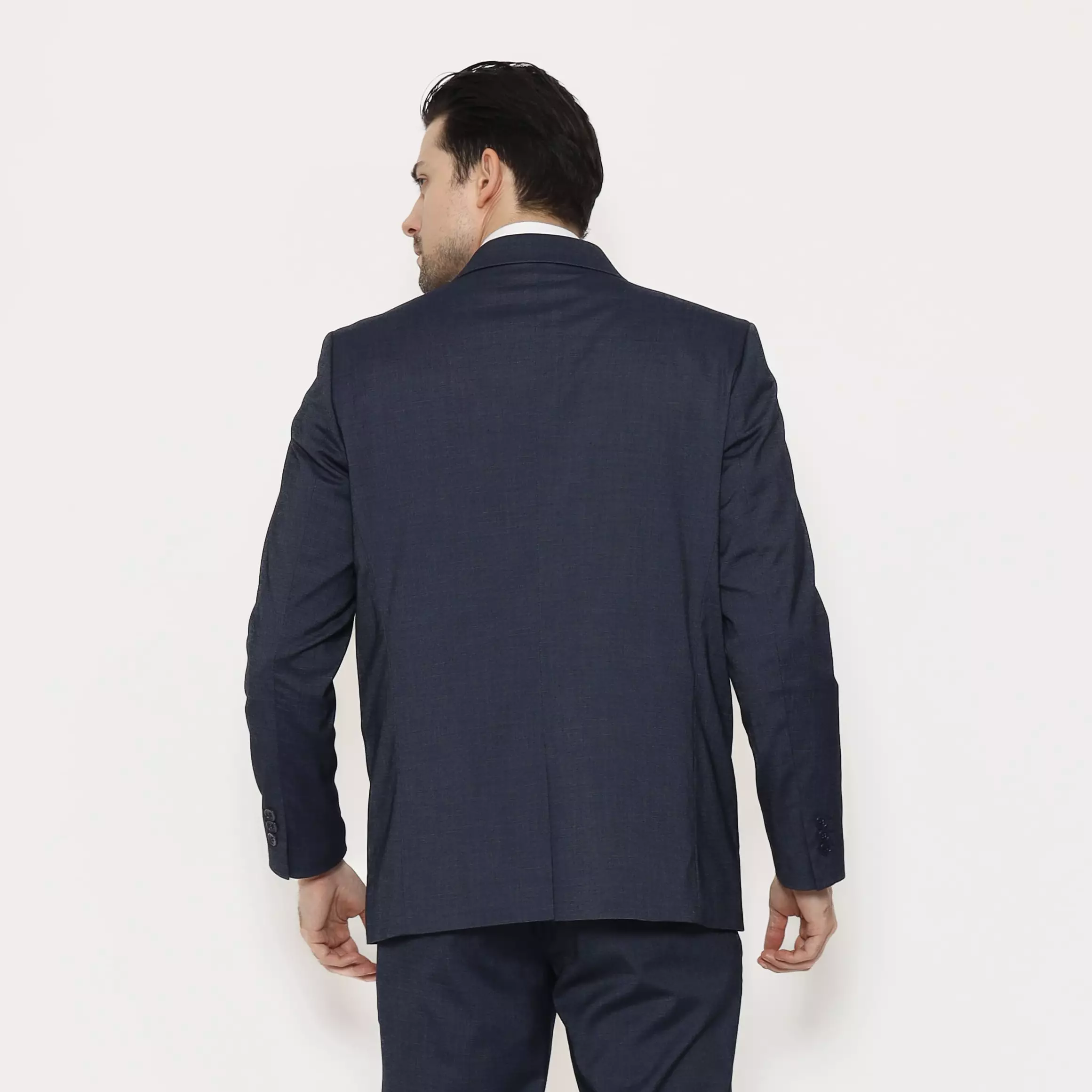 LAWELL BRUCE-S2 Jas Formal Pria Navy Oxford Kecil Regular Fit Kancing 2