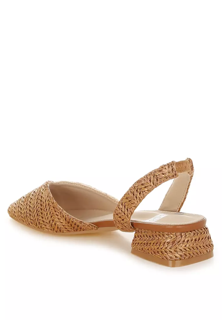 Pointy Toe Slingback Sandals in Tan