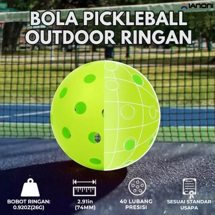 Bola Pickleball outdoor Ianoni USA Pickleball Approved pantulan konsisten tahan retak isi 3