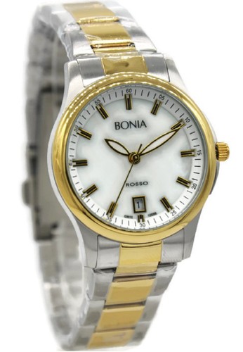 Bonia Rosso BNB10096-2152 Jam Tangan Wanita Silver Kombinasi Gold Plat Putih