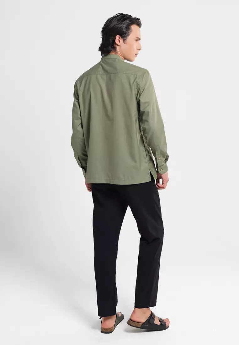 MANZONE X Adipati Dolken - Kemeja Koko Lengan Panjang Pria Ziya Comfort Fit - Sage Warna SAGE