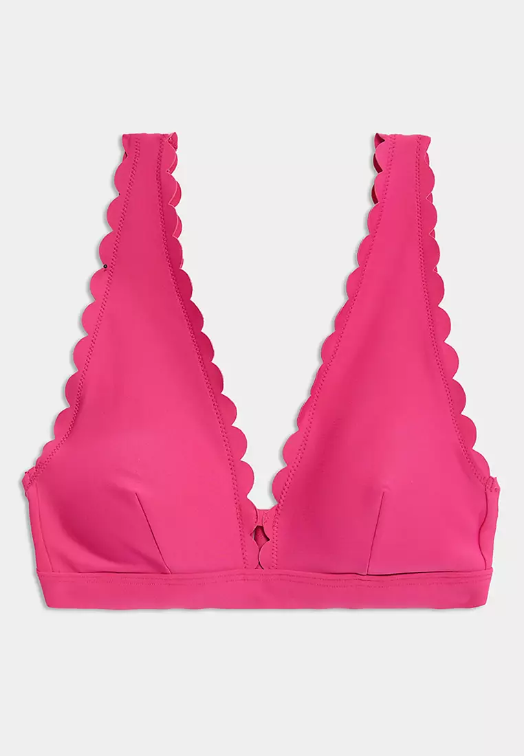 Neoprene Padded Scallop Plunge Bikini Top