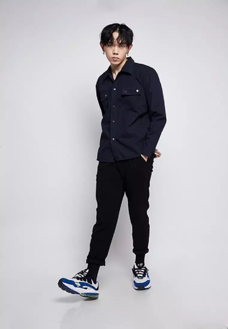 Jaket parka outer jaket pria semi parka warna Biru dongker