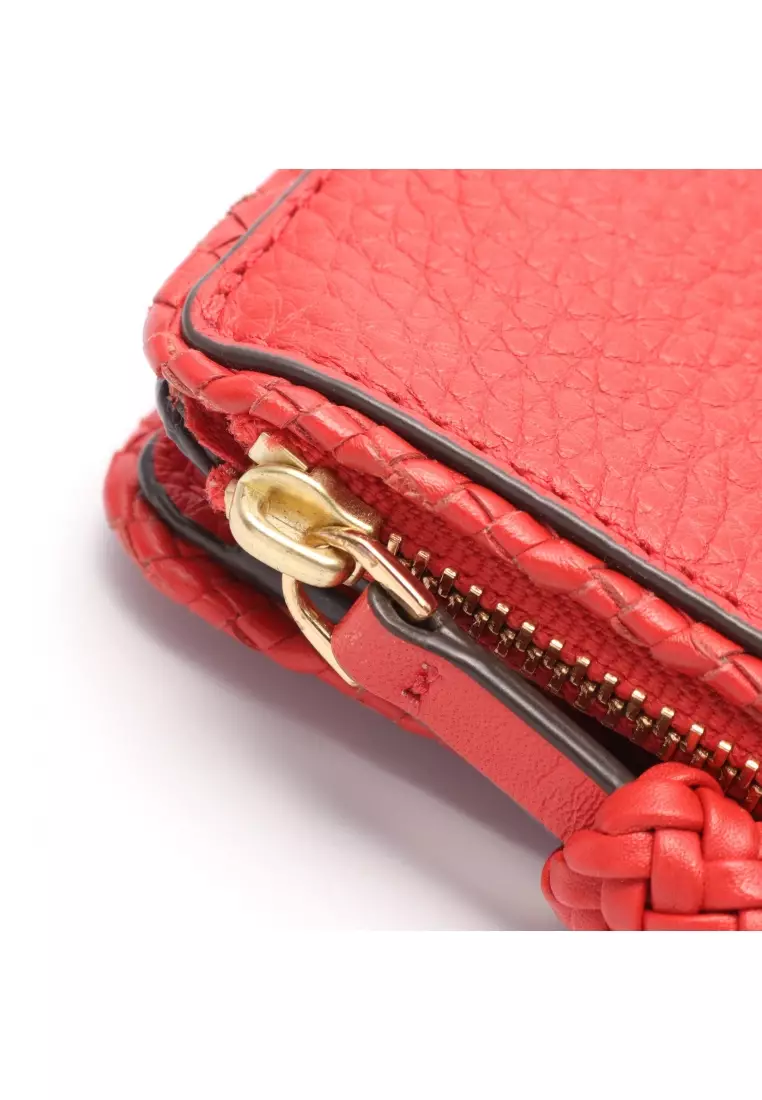Pre loved TORY BURCH TAYLOR MINI WALLET Bi fold wallet leather Red tassel