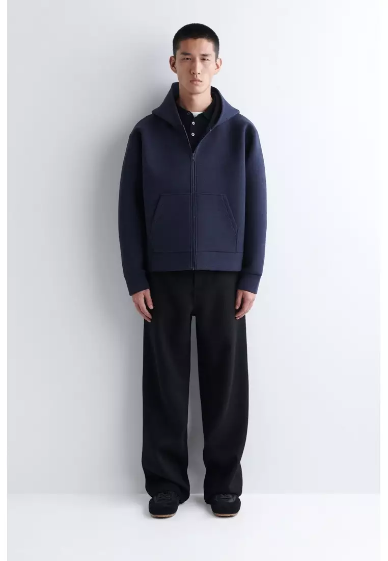 OVERSIZED SCUBA-JERSEY ZIP-UP HOODIE