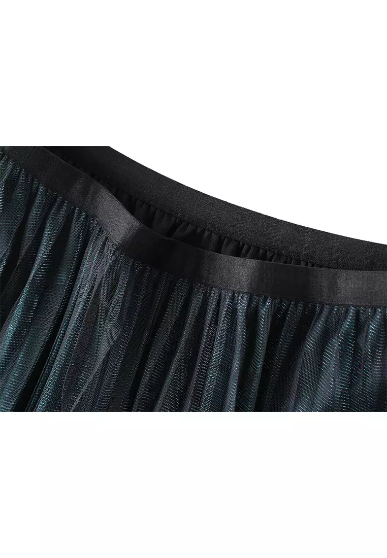 Gradient Rainbow Mesh Maxi Skirt AF0859