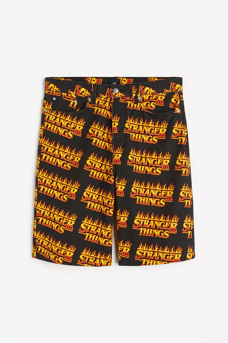 Loose Fit Printed twill shorts