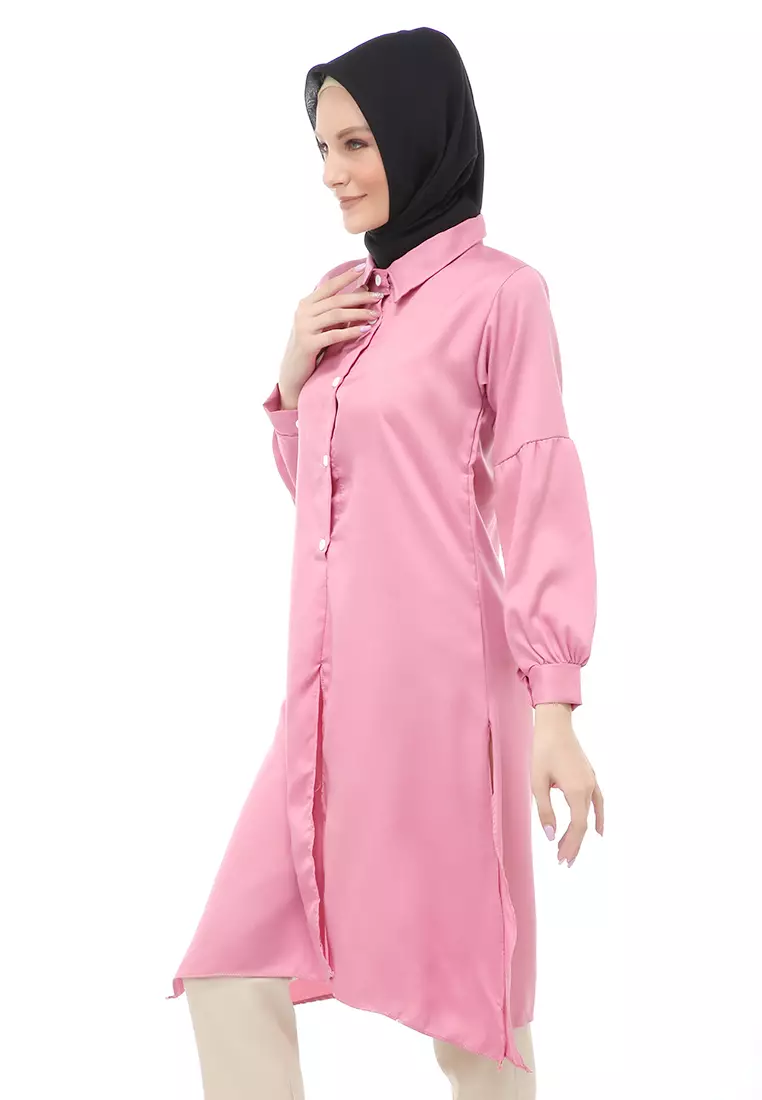 Vania Tunik Polos Muslimah Atasan Wanita Long Sleeve Regular Fit - Dusty