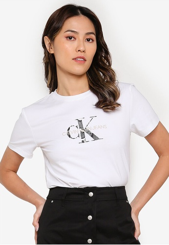 Calvin Klein white Mono T-Shirt 00410AA03DFD44GS_1