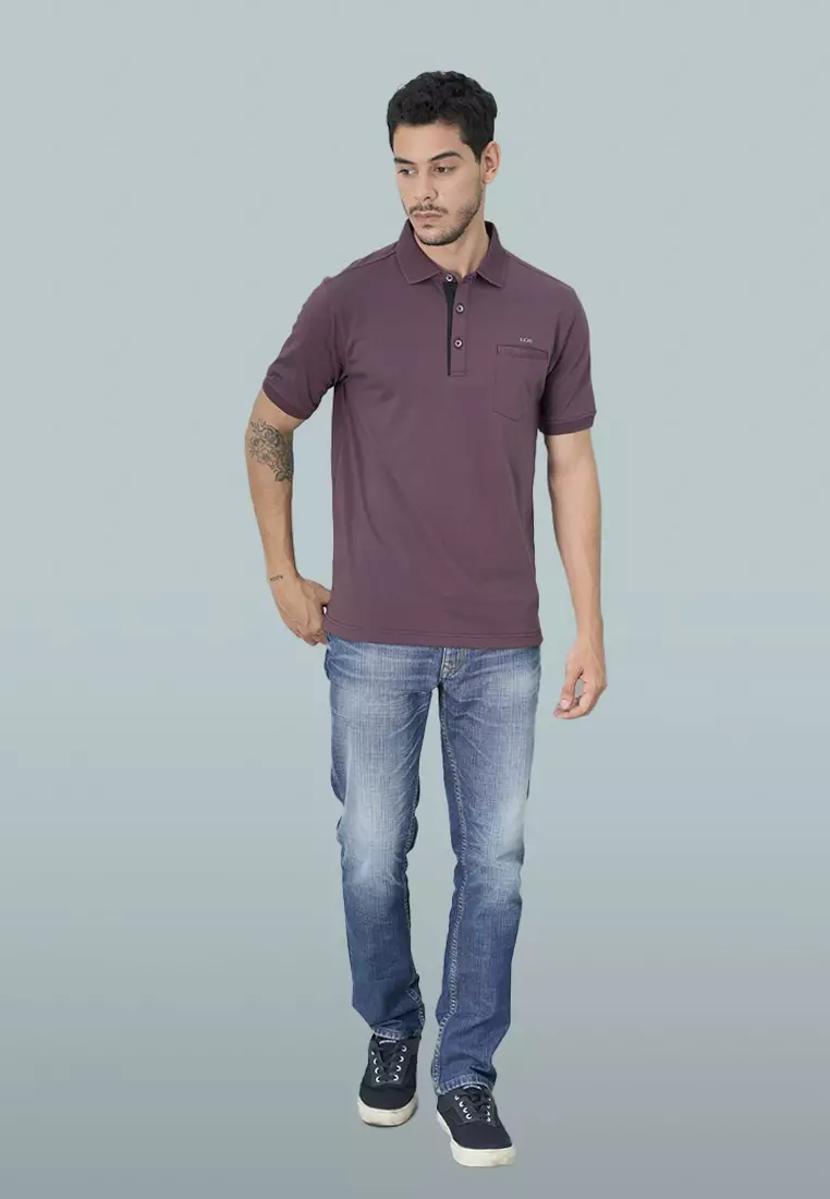 LGS - Kaos Polo Casual Pria Lengan Pendek Kerah Wangky Warna Maroon Regular Fit - CWS.225.U3394.02.C
