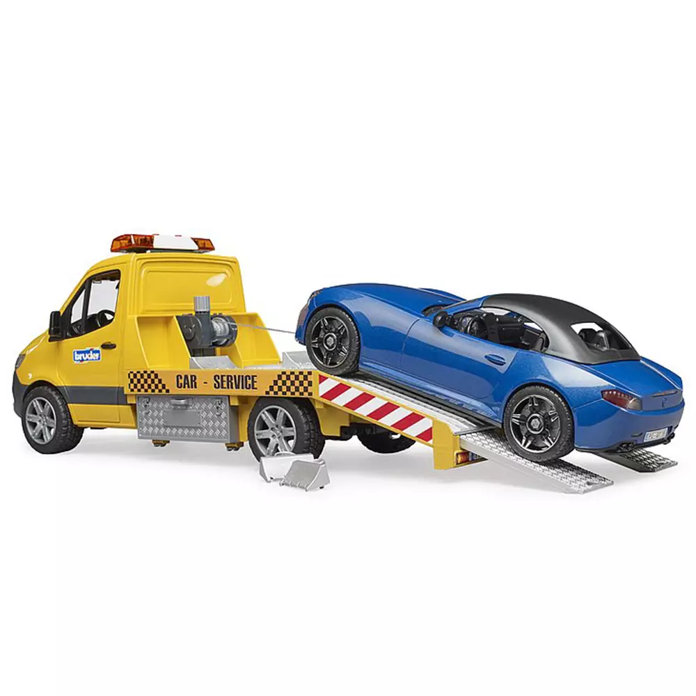 Bruder 2675 - MB Sprinter car transporter with light & sound module and BRUDER roadster