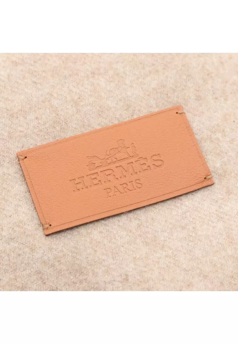 Pre-Loved Hermès Cavalcadour Sketch Scarf Stall cashmere beige Brown